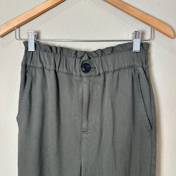 ZARA Paperback Waist Olive Green Trousers Pants Slacks Size XS Stretch - Picture 3 of 8
